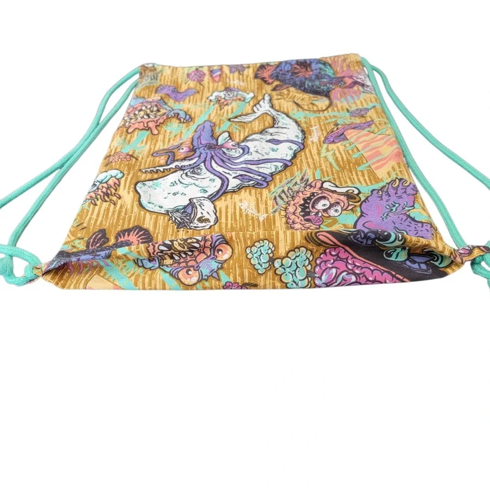 Scout Italy Cinch Drawstring Backpack Psychedelic Ocean Narwhal Squid‎ Pool Bag